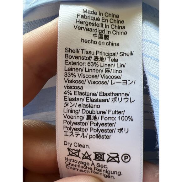 J. Crew Patch Pocket Linen Blend Oversize Striped Blazer XS Nautical Spring Z26 - Picture 6 of 7